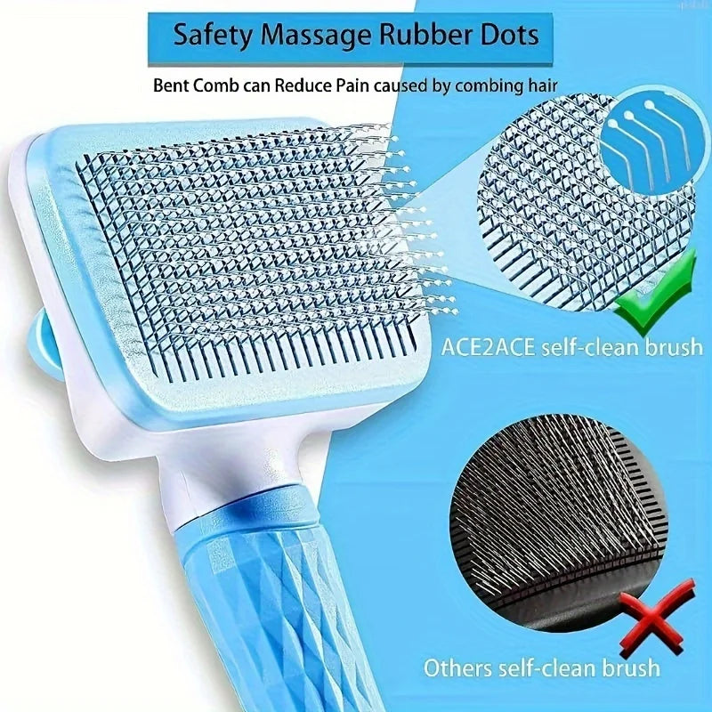 Cepillo autolimpiante para gatos y perros, cepillo de belleza amigable con la piel de las mascotas, para eliminar el pelo de perros y gatos.