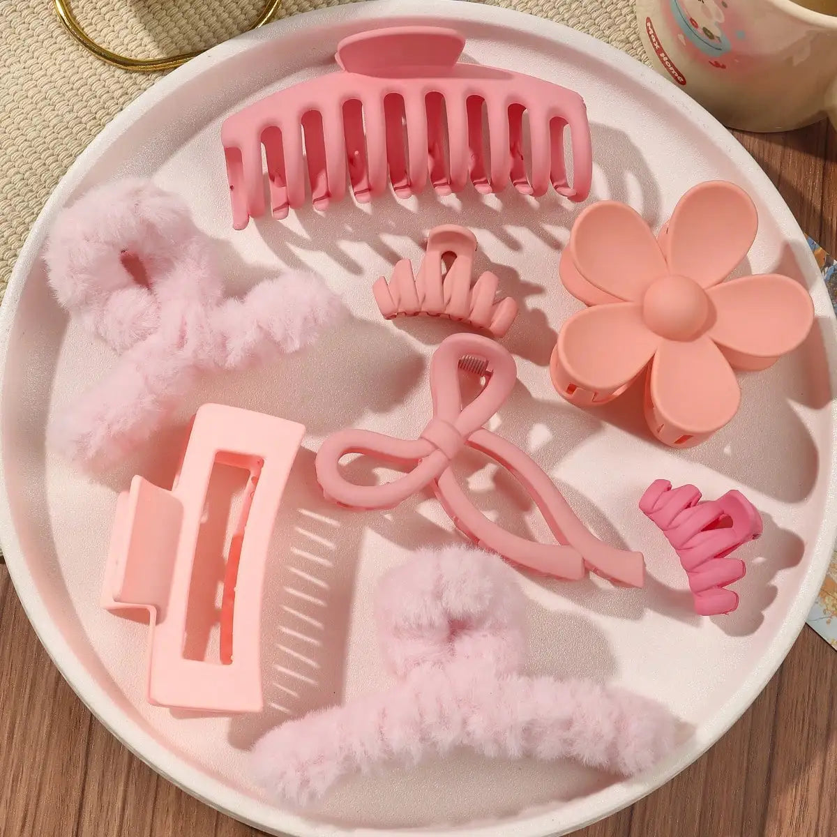 8 Uds Otoño Invierno accesorios para el cabello de moda rosa para mujeres pinzas para el cabello grandes de 4,9 pulgadas, Clip de plátano mate, Clip de mandíbula de sujeción fuerte.