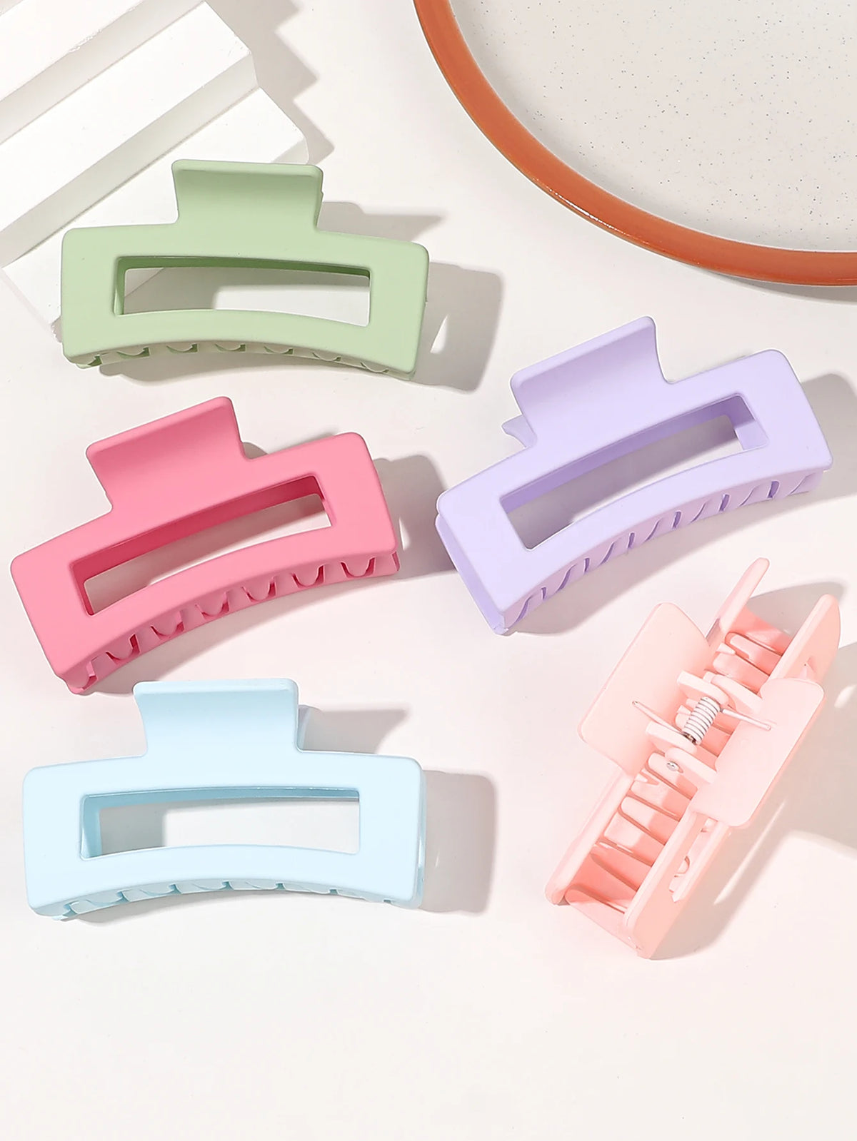 7 Uds. Pinzas en forma de garra para el pelo cuadradas medianas de 3,4 "para mujer, pelo grueso y fino, pinzas de mandíbula de plátano mate de sujeción fuerte, accesorios para el cabello.