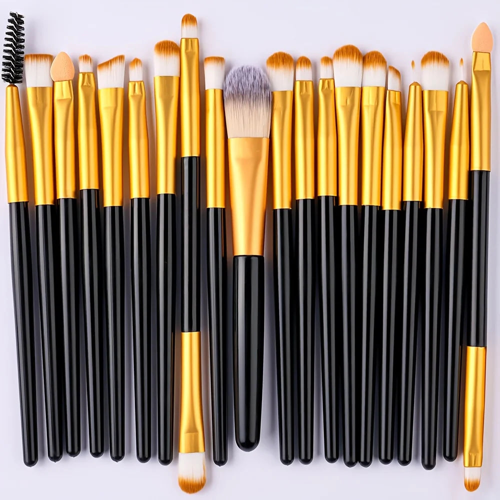 Set de Brochas de Maquillaje de 20 Piezas, Brochas Suaves y Esponjosas para Sombras de Ojos, Base Cosmética, Polvo, Iluminador, Herramienta de Belleza para Principiantes.
