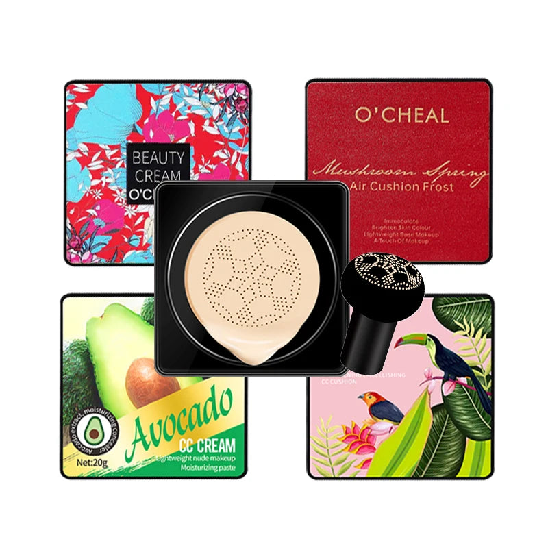 OCHEAL-crema BB con cabeza de hongo, Base de maquillaje facial, corrector, cojín compacto.