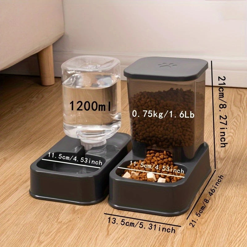 Comedero automático para perros y gatos con bebedero, juego de cuencos y bebederos para comida para mascotas, Control inteligente de porciones para perros y gatos, sin batería.