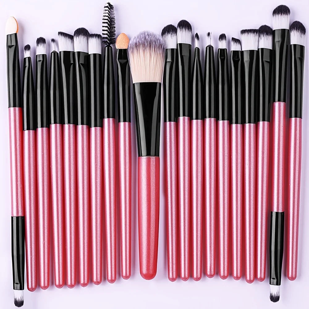 Set de Brochas de Maquillaje de 20 Piezas, Brochas Suaves y Esponjosas para Sombras de Ojos, Base Cosmética, Polvo, Iluminador, Herramienta de Belleza para Principiantes.