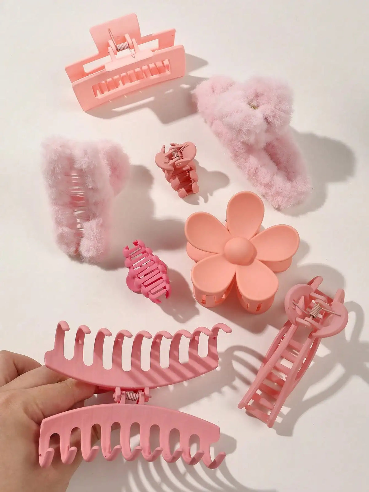 8 Uds Otoño Invierno accesorios para el cabello de moda rosa para mujeres pinzas para el cabello grandes de 4,9 pulgadas, Clip de plátano mate, Clip de mandíbula de sujeción fuerte.