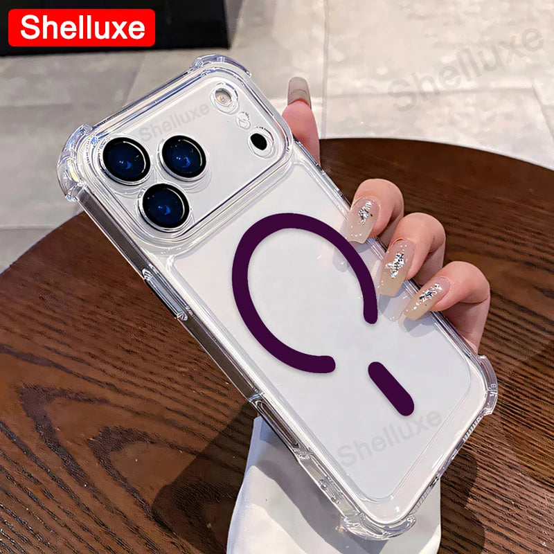 Funda Magnética Transparente Tipo Armadura para iPhone 17, iPhone 18 Pro Max, Funda Protectora de Lujo con Esquinas Reforzadas para iPhone 18, 17 Pro Max, 17 Air
