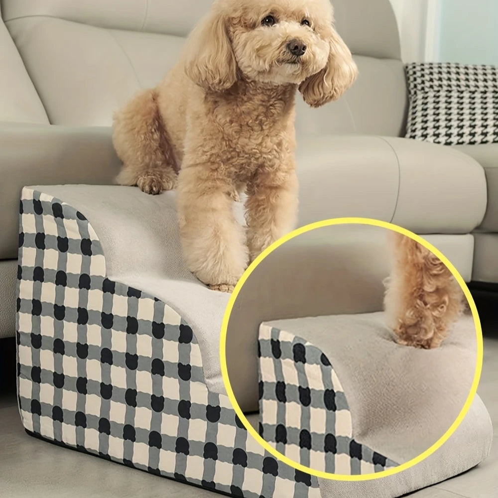 Escaleras/Rampas de Espuma de Alta Densidad para Mascotas, 2/3 Escalones, Antideslizantes, para Perros Mayores con Dolor Articular, Escalera para Sofá/Cama.