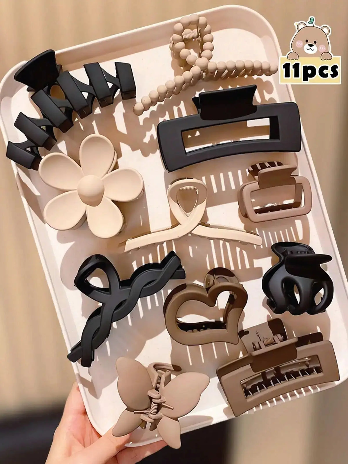 11 piezas de garras para el cabello de moda y de alta gama adecuadas para niñas lindas, accesorios para el cabello de mujer de moda.
