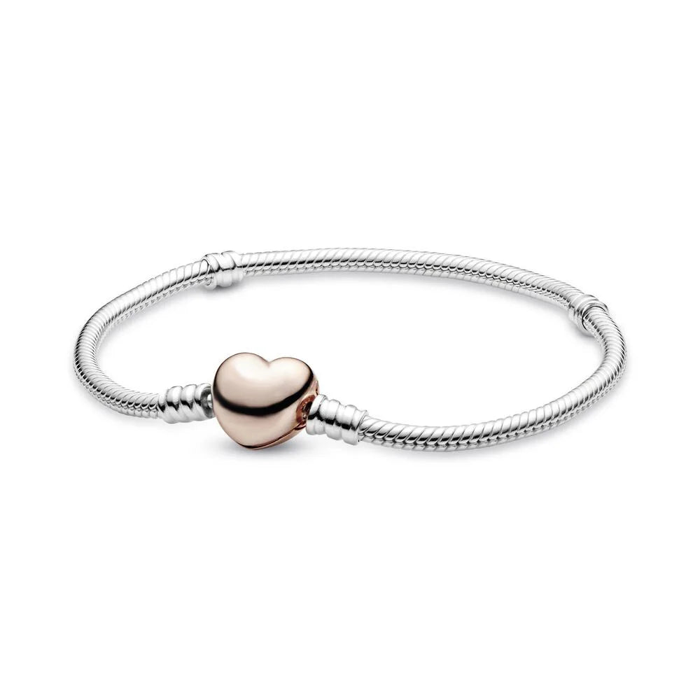 Pulsera de cadena de hueso de serpiente de lujo con circonita completa y corazón de plata pura 100% 925%, muy vendida, para mujer, joyería, regalo de fiesta.