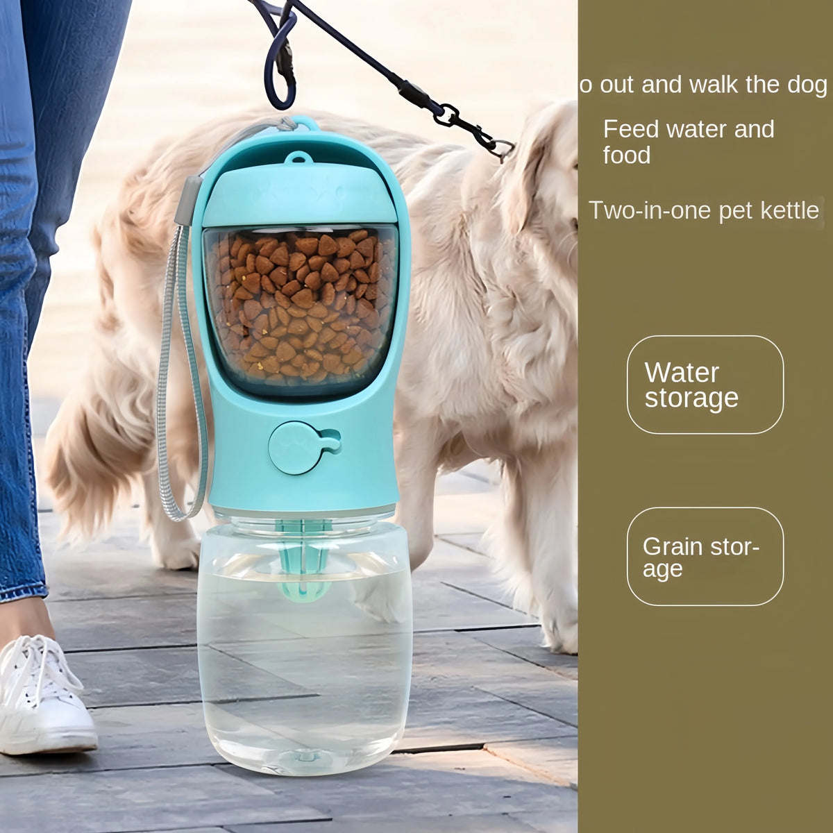 Botella de Agua Portátil para Perros y Gatos con Dispensador y Recipiente de Comida