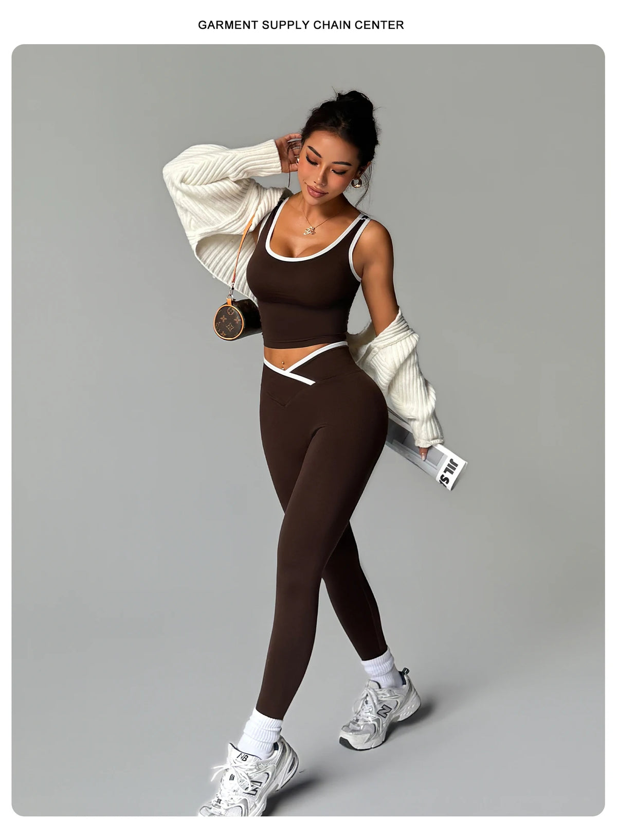 Conjunto de Yoga de 2 Piezas para Mujer, Leggings con Cintura Cruzada en V, Bra Deportivo con Ribete en Contraste, Conjunto Deportivo para Gimnasio, Ropa Deportiva.
