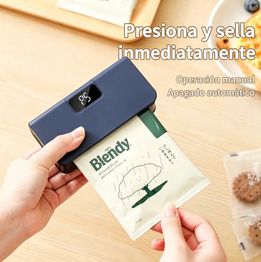 Sellador Térmico Portátil 2 en 1 con Pantalla LED y Carga USB-C