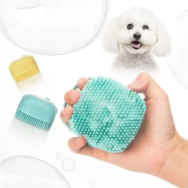 Guantes de Silicona para Baño y Masaje de Perros, Cepillo para Mascotas, Herramienta de Limpieza para Baño de Gatos, Cepillo para Perros con Dispensador de Champú, Suministros de Aseo para Perros.