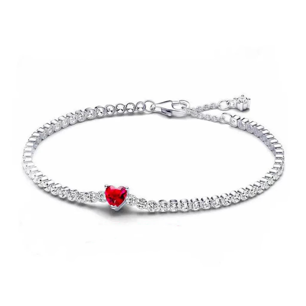 Pulsera de cadena de hueso de serpiente de lujo con circonita completa y corazón de plata pura 100% 925%, muy vendida, para mujer, joyería, regalo de fiesta.