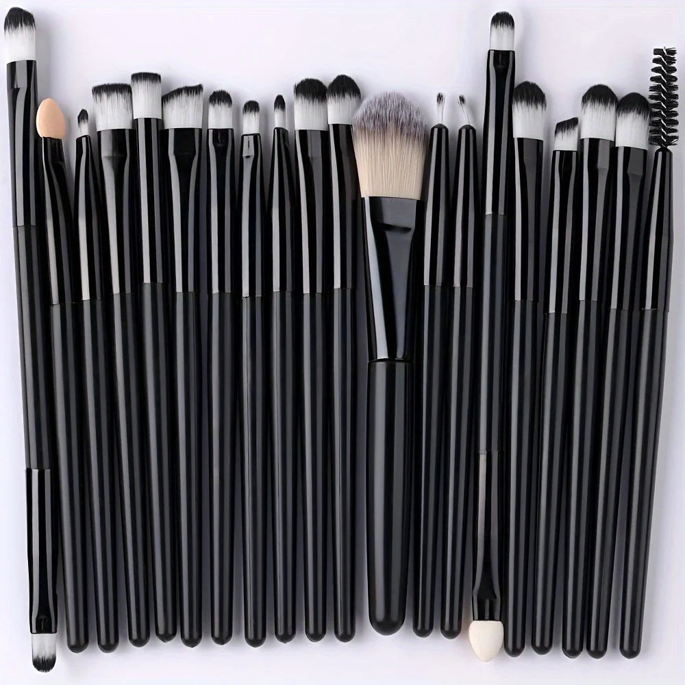 Set de Brochas de Maquillaje de 20 Piezas, Brochas Suaves y Esponjosas para Sombras de Ojos, Base Cosmética, Polvo, Iluminador, Herramienta de Belleza para Principiantes.