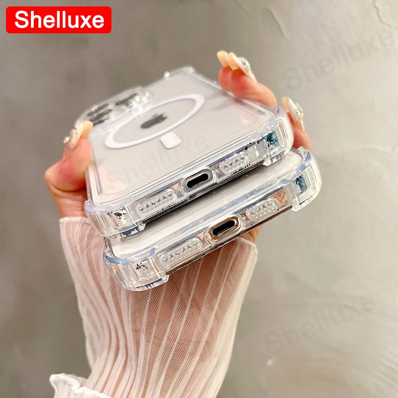 Funda Magnética Transparente Tipo Armadura para iPhone 17, iPhone 18 Pro Max, Funda Protectora de Lujo con Esquinas Reforzadas para iPhone 18, 17 Pro Max, 17 Air
