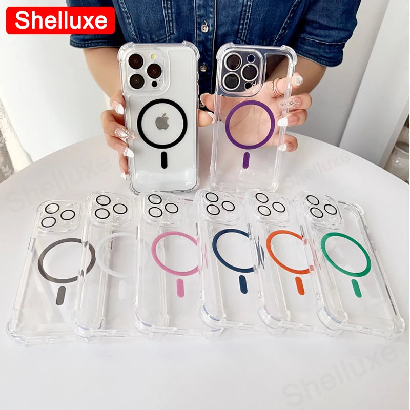 Funda Magnética Transparente Tipo Armadura para iPhone 17, iPhone 18 Pro Max, Funda Protectora de Lujo con Esquinas Reforzadas para iPhone 18, 17 Pro Max, 17 Air