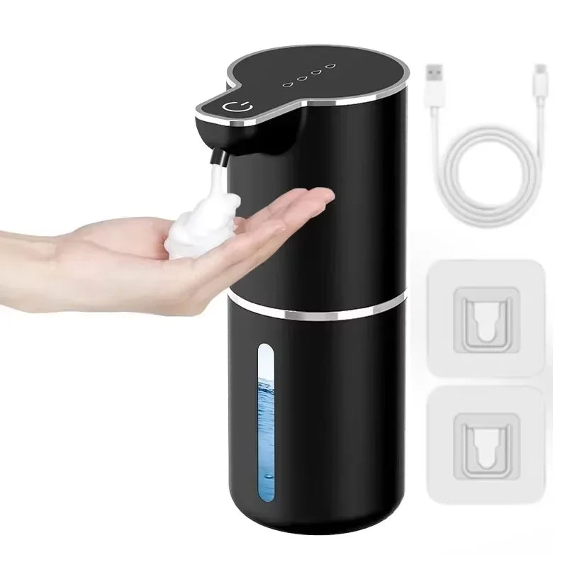Dispensador de Jabón Automático Sin Contacto, Dispensador de Jabón Espumoso de 380 ml, Recargable por USB, Eléctrico, 4 Niveles, Producto Ecológico.