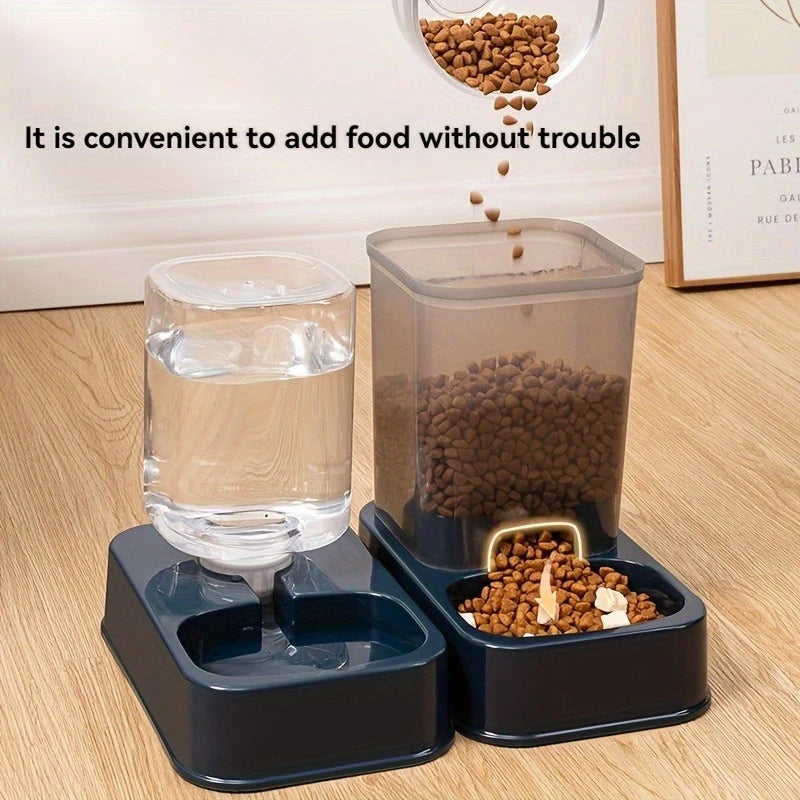 Comedero automático para perros y gatos con bebedero, juego de cuencos y bebederos para comida para mascotas, Control inteligente de porciones para perros y gatos, sin batería.