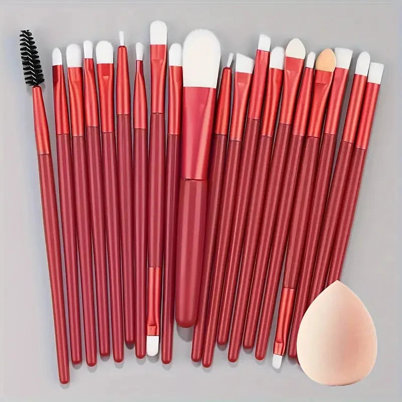 Set de Brochas de Maquillaje de 20 Piezas, Brochas Suaves y Esponjosas para Sombras de Ojos, Base Cosmética, Polvo, Iluminador, Herramienta de Belleza para Principiantes.
